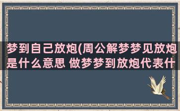 梦到自己放炮(周公解梦梦见放炮是什么意思 做梦梦到放炮代表什么好不好)